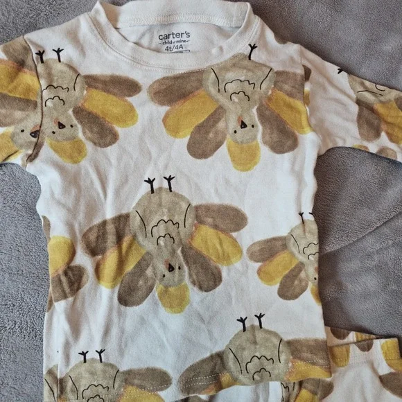 Turkey Carters Pajama Set 4t Thanksgiving - Picture 3 of 5